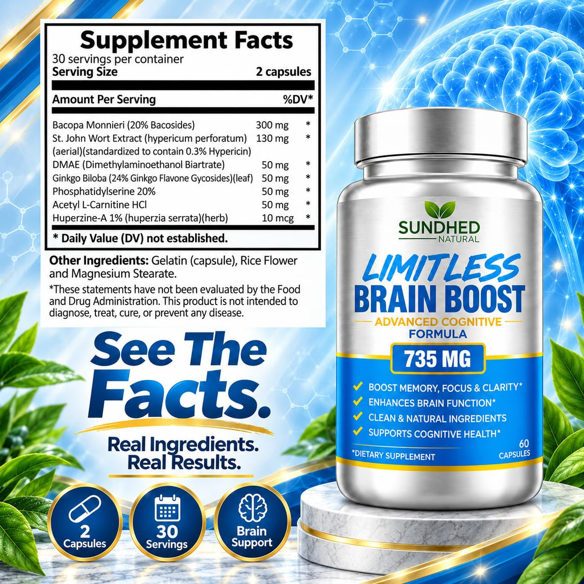 Sundhed Natural Limitless Brain Boost - 60 Capsules - image 2