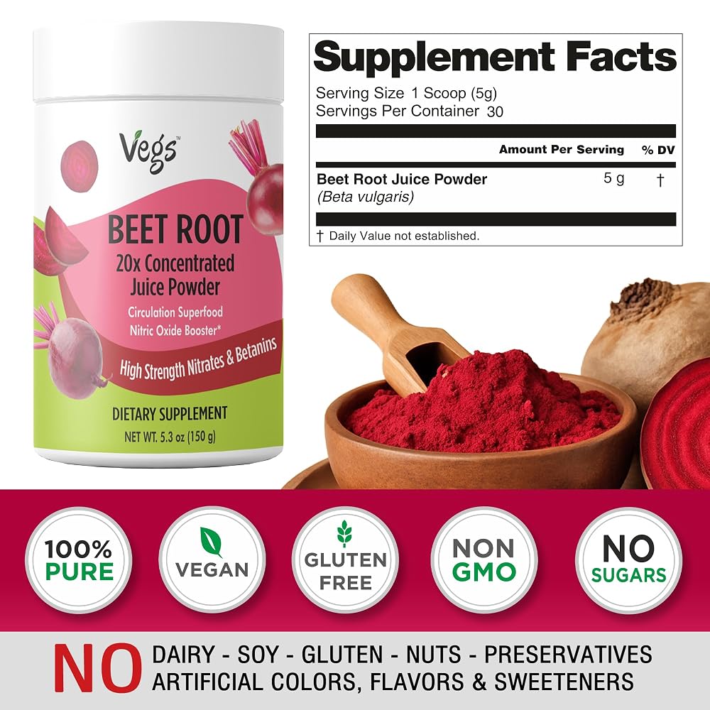 Vegs Beet Root Juice Powder 20:1 Concentrate - 30 Servings - image 2