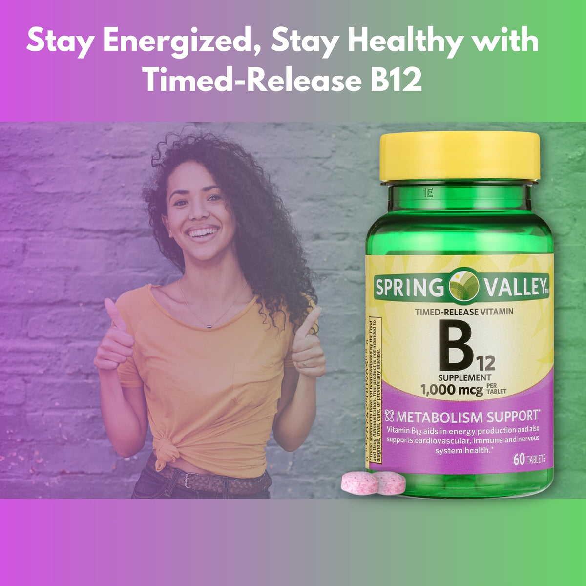 FUSION SHOP STORE Vitamin B12 1000 mcg Timed Release - 60 Tablets - image 2