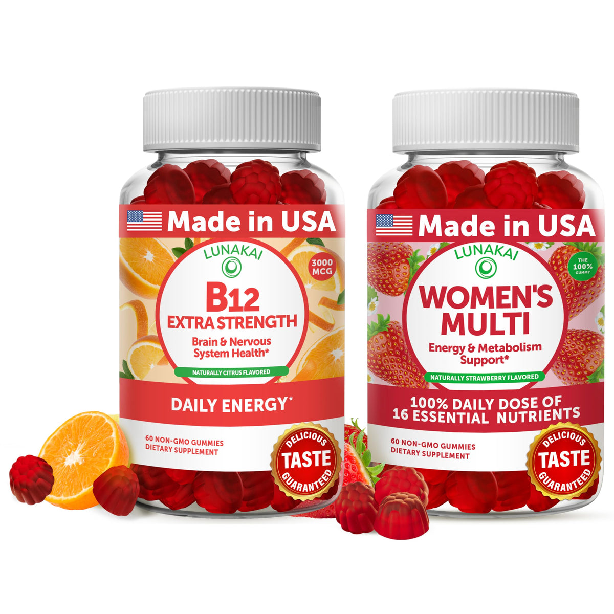 Lunakai Vitamin B12 and Women's Multivitamin Gummies - 3000mcg - 120 Count