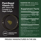 SMARTERNUTRITION Plant-Based Vitamin D3 with Vegan K2-5000 IU