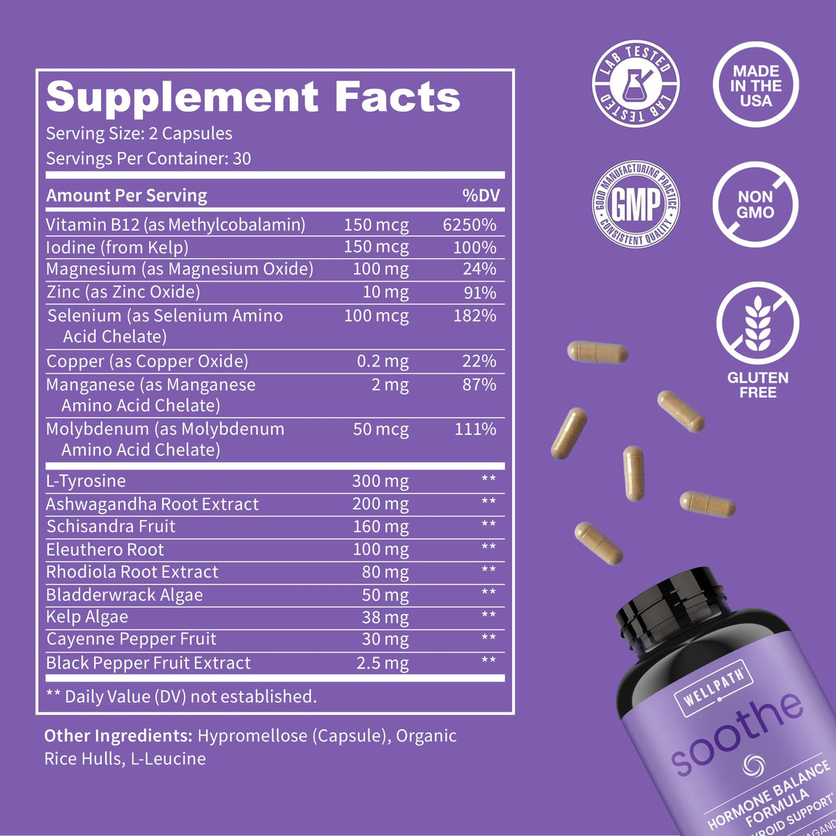 WellPath Soothe Hormone Balance for Women & Thyroid Support - 60 Capsules - image 4