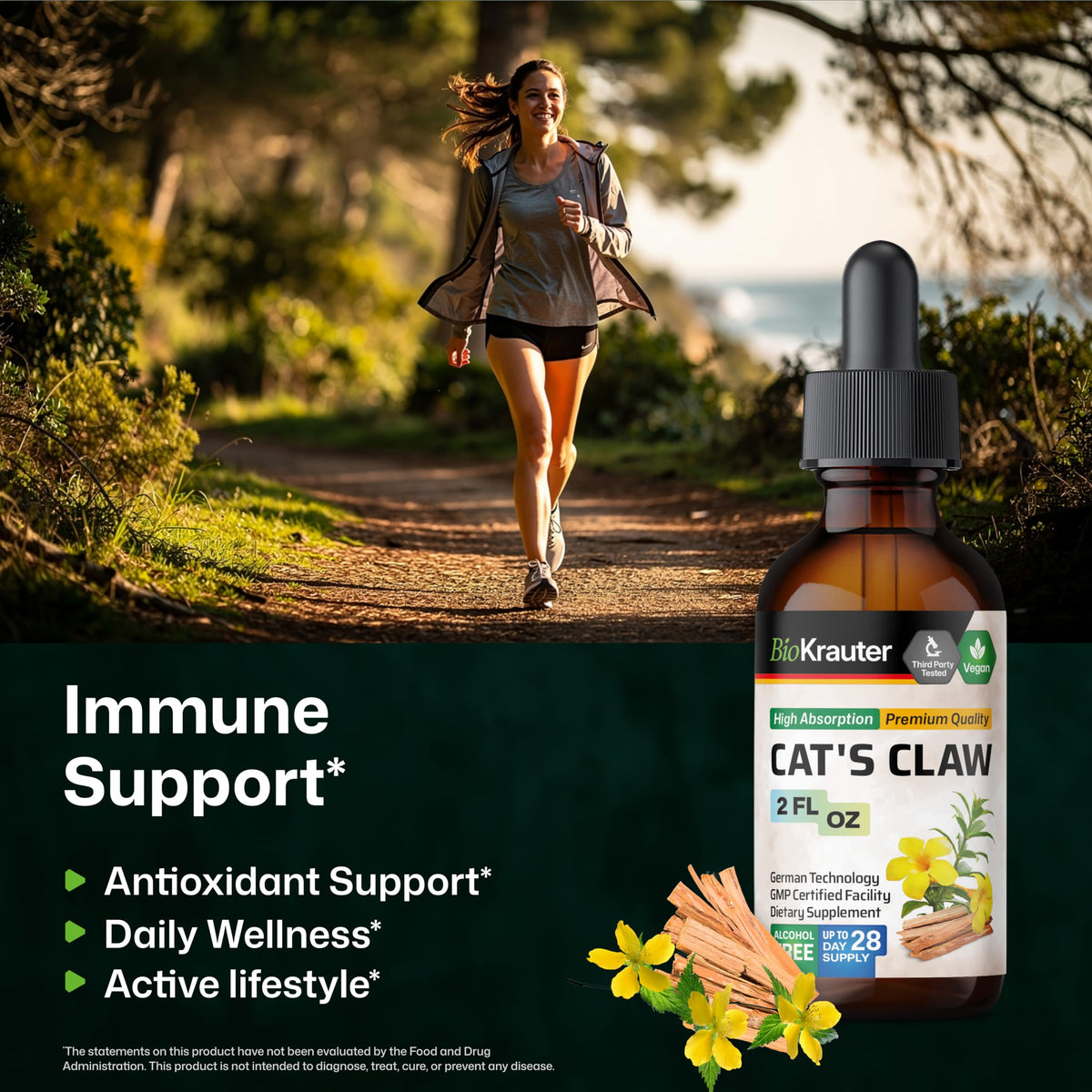 BIO KRAUTER Cat's Claw Tincture for Mobility & Antioxidant Support - 2 Fl Oz - image 2