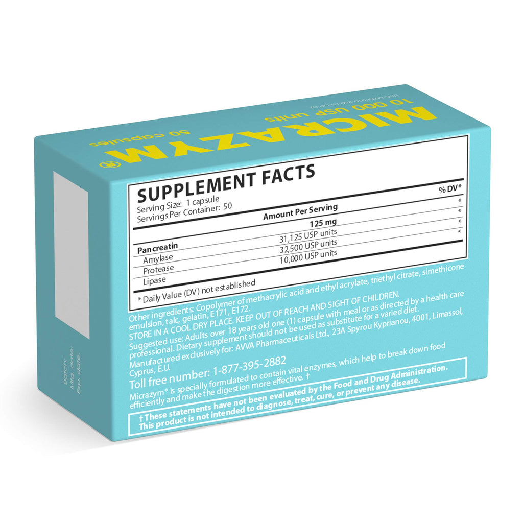 Micrazym Pancreatic Enzymes 10,000 USP - 50 Capsules - image 3