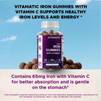 Vitamatic Iron 65 mg Gummies Supplement for Women & Men - 60 Vegan