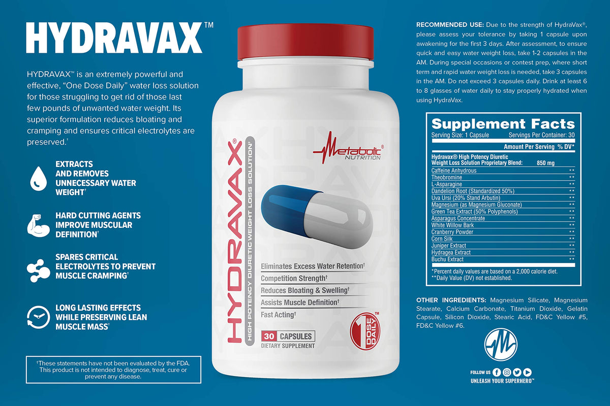 Metabolic Nutrition Hydravax Natural Diuretic - 30 Capsules - image 4