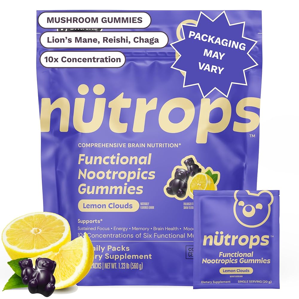 Grüns Gruns Nutrops, Functional Nootropics Mushroom Gummies, Herbal