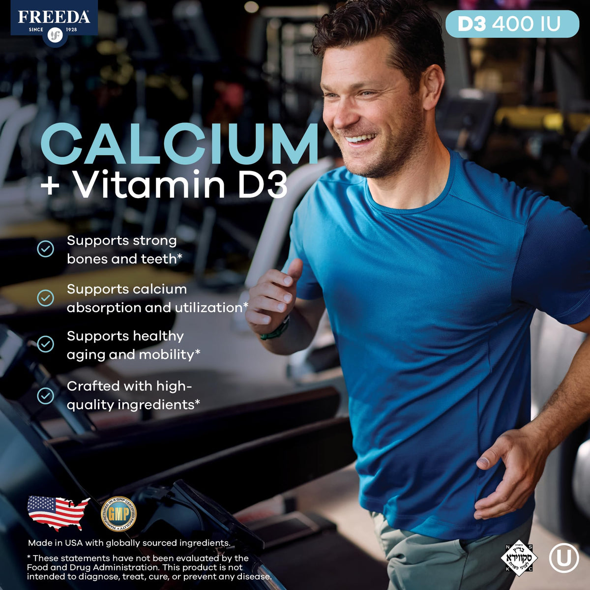 FREEDA Calcium 600mg with Vitamin D3 400 IU - 100 Tablets - image 2