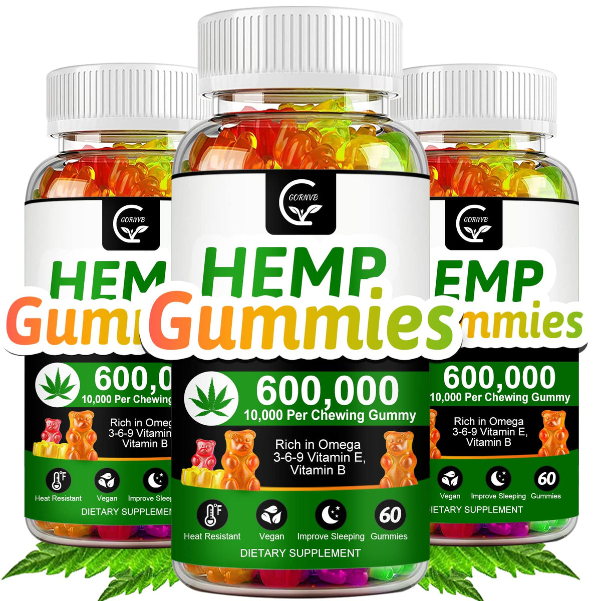 GORNVB Hemp Gummies 600,000 Extra Strength - 180 Count