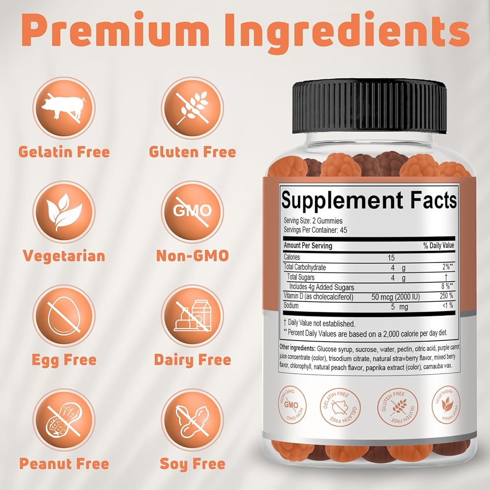 NUELATION Vitamin D3 2000 IU Gummies for Bone & Immune Support - 90 Count - image 4
