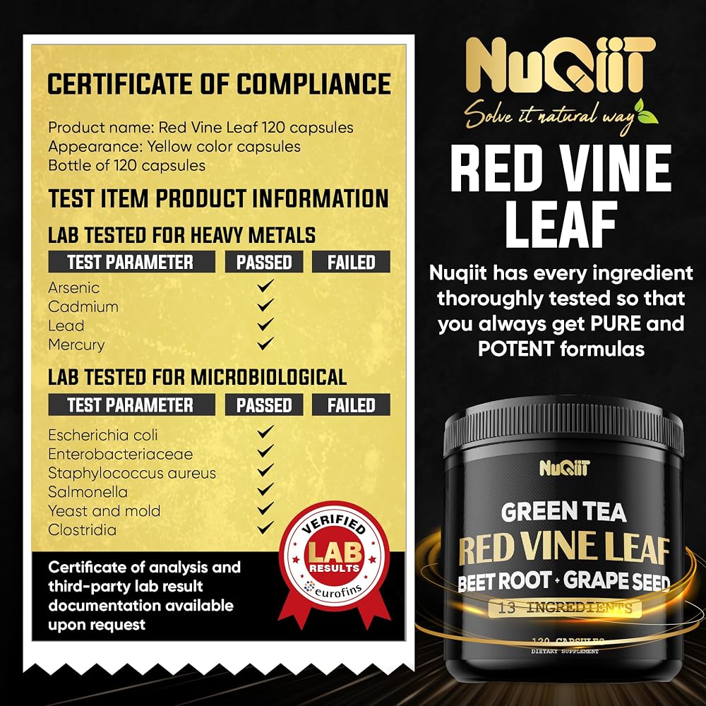 NUQIIT Red Vine Leaf Extract with Beet Root & Green Tea - 120 Capsules - image 7