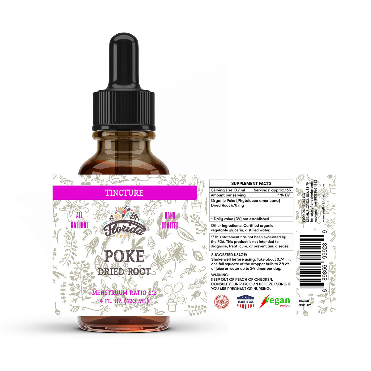 Florida Herbs Poke Tincture Organic Extract - 4 Fl Oz - image 2