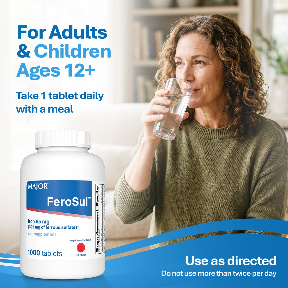 MAJOR Ferrous Sulfate 325mg Iron Tablets - 1000 Count - image 5