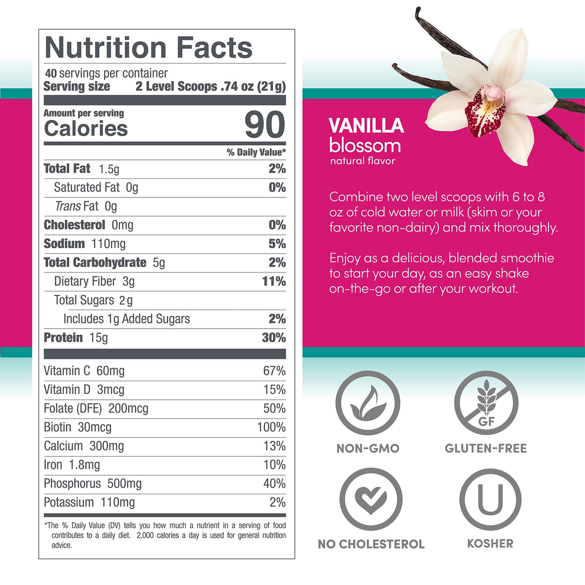 Designer Wellness Aria Women's Wellness Protein Powder Vanilla - 1.85 lb - image 8
