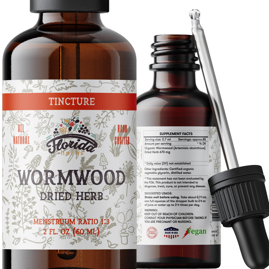 Florida Herbs Wormwood Organic Tincture Digestive Cleanse - 2 Fl Oz