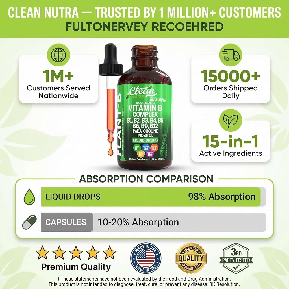 Clean Nutraceuticals Vitamin B Complex Liquid Drops - 4 Fl Oz - image 7