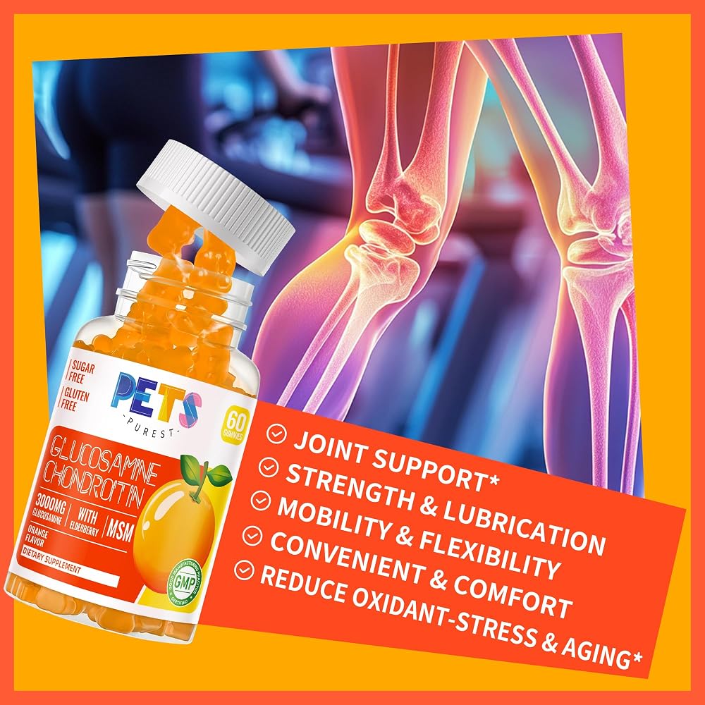 Pets Purest Glucosamine Chondroitin Gummies with MSM & Elderberry