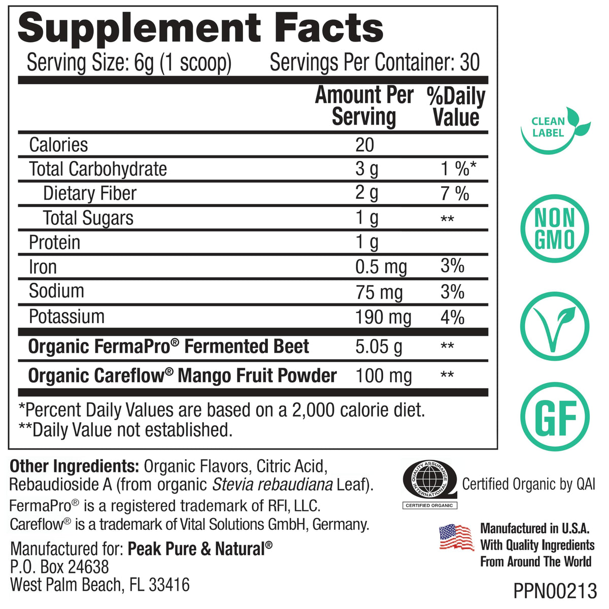 Peak Pure & Natural Beet Powder Nitric Oxide Supplement - 30 Servings - image 2