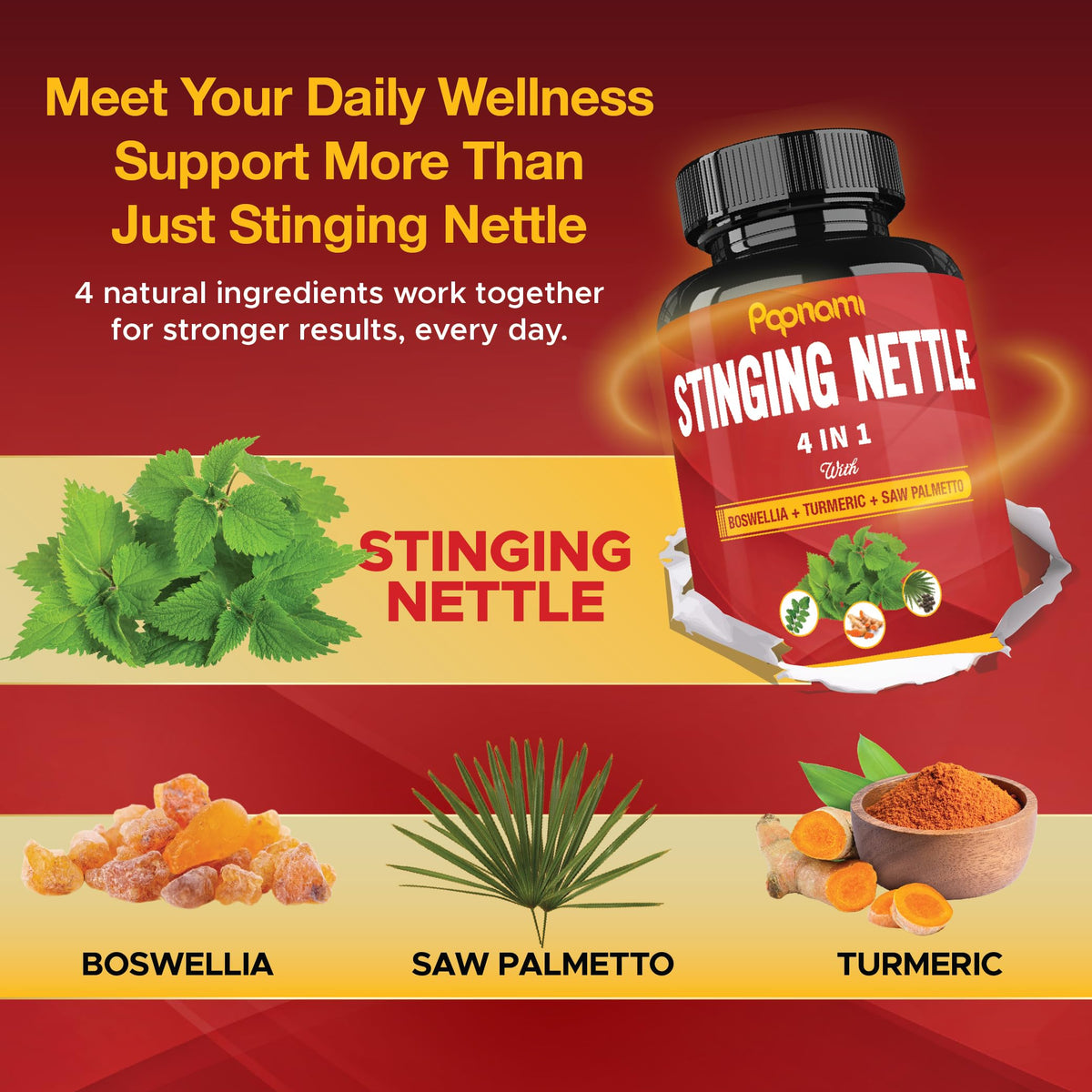 Papnami Stinging Nettle Extract 4in1 Capsules - 150 Count - image 4