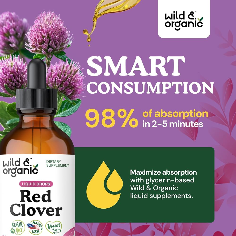 Wild & Organic Red Clover Supplement for Menopause - 4 fl oz - image 4