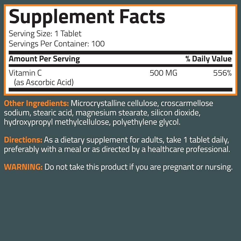 Bronson Vitamin C 500 MG Supports a Healthy Immune System