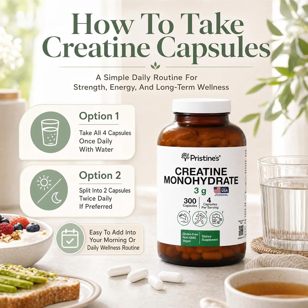 PRISTINE'S NSF Certified Creatine Monohydrate 3g - 300 Capsules - image 5