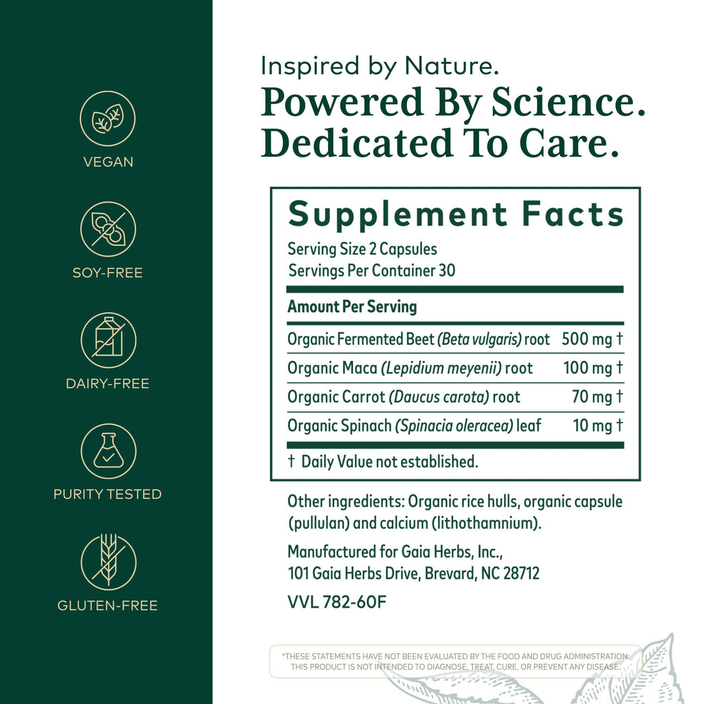 Gaia Herbs PRO Fermented Beet & Maca Energy - 60 Capsules - image 2
