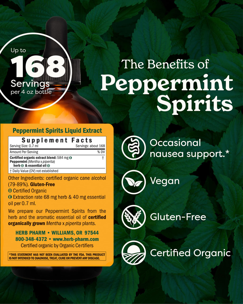 Herb Pharm Peppermint Spirits Liquid Extract for Digestion - 4 oz - image 2