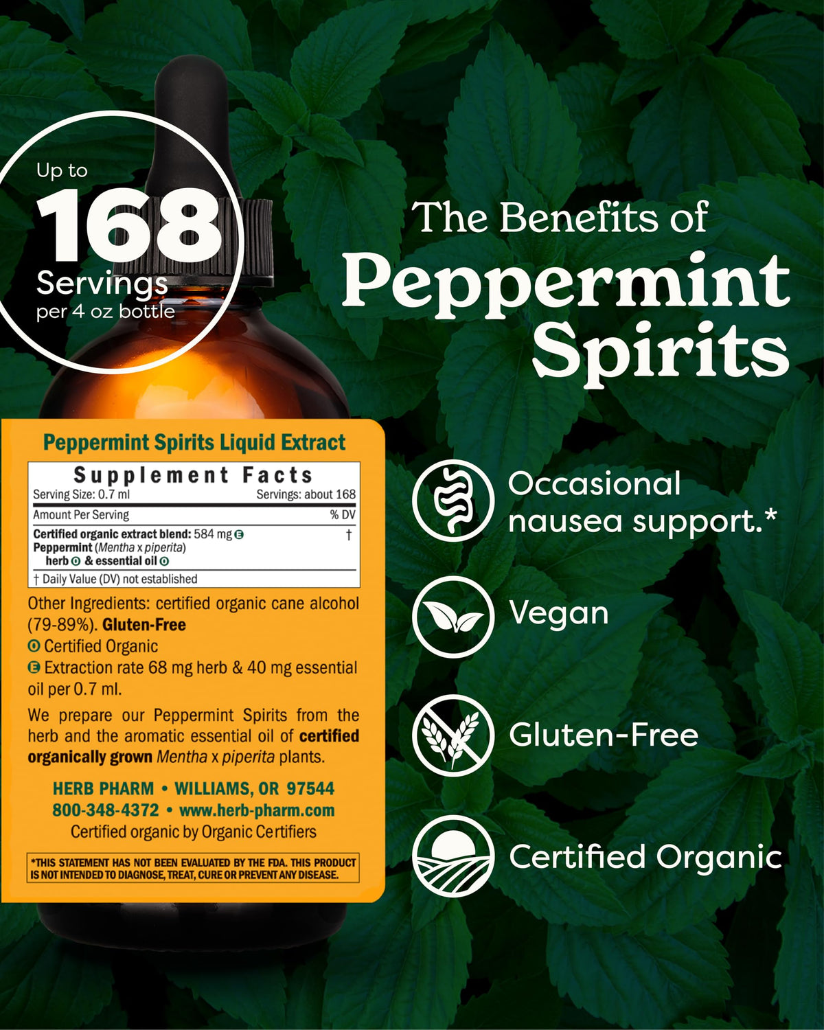 Herb Pharm Peppermint Spirits Liquid Extract for Digestion - 4 oz - image 2