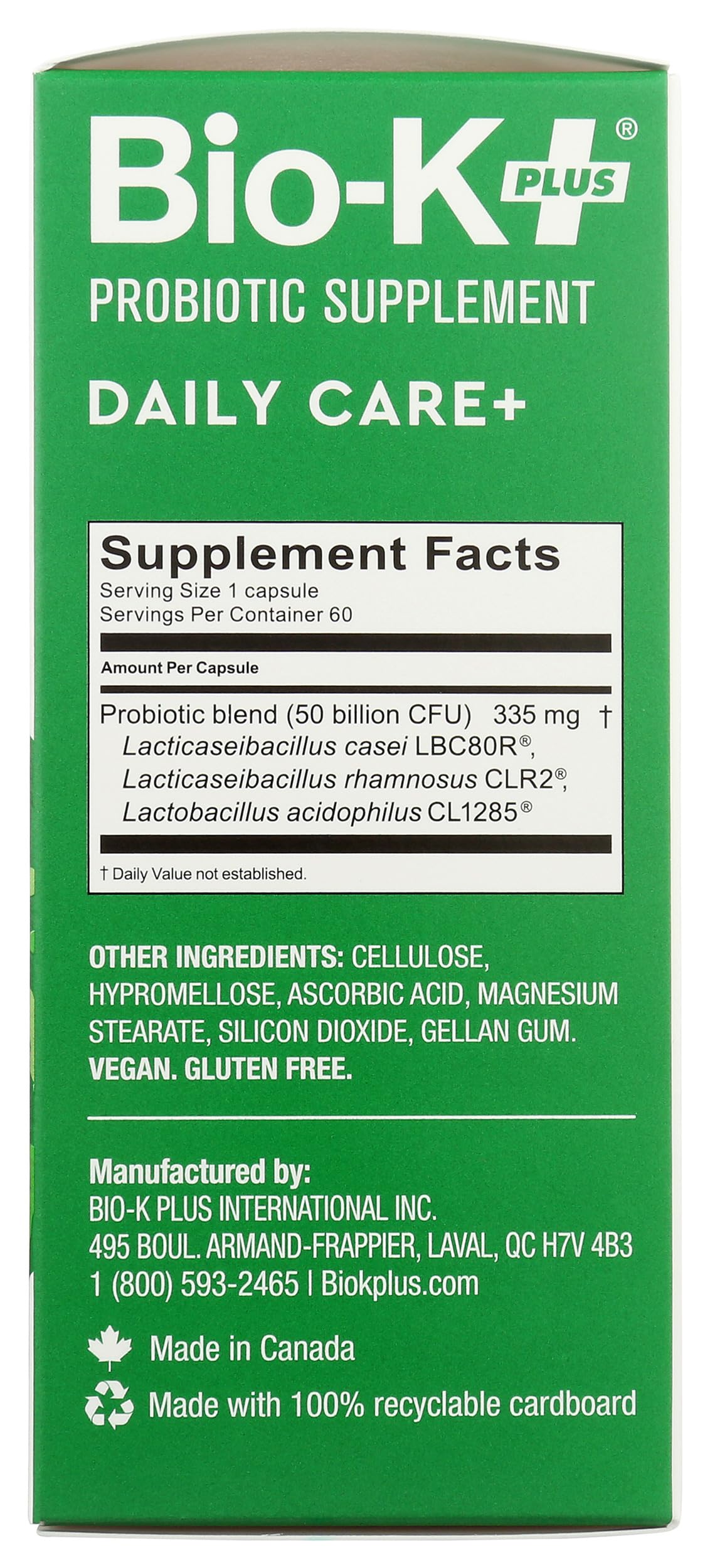 Bio-K + Daily Care Plus Probiotic Supplement Capsules for Adult Men