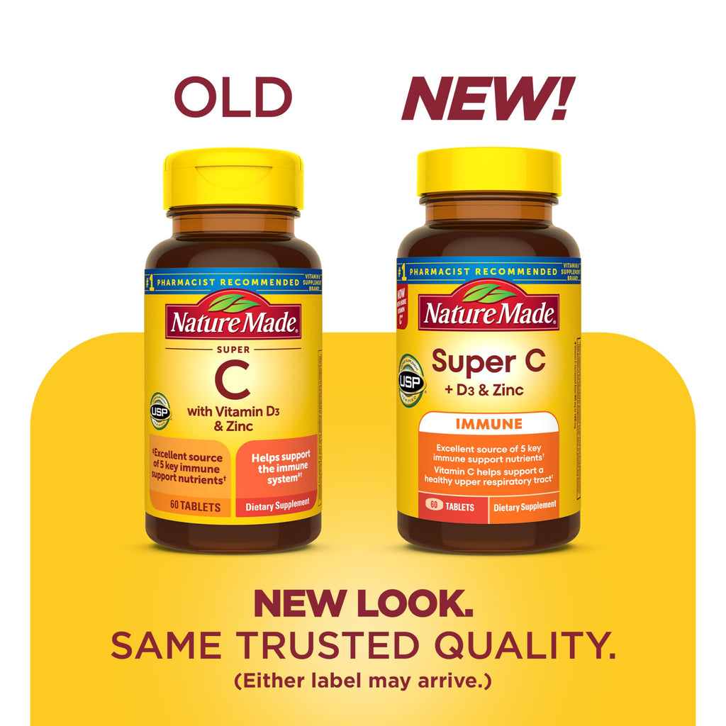 Nature Made Super C Tablets with Vitamin D3 and Zinc - 60 Tablets - image 2