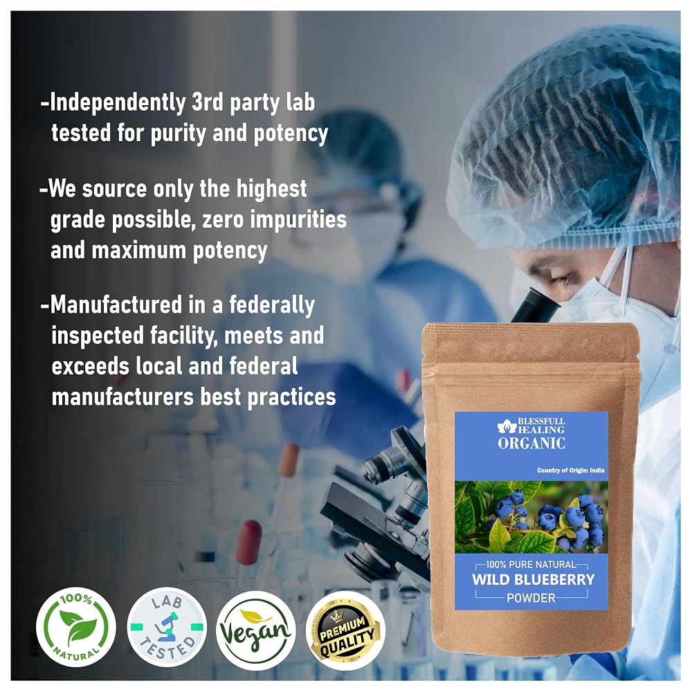 Blessfull Healing Organic Wild Blueberry Powder 100% Pure Natural 200