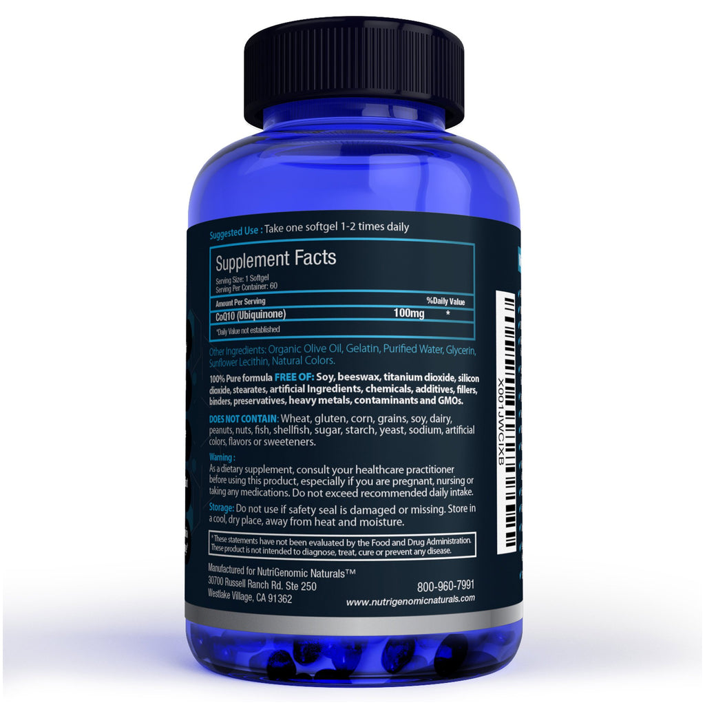 NutriGenomic Naturals CoQ10 100mg Heart Health - 60 Softgels - image 2