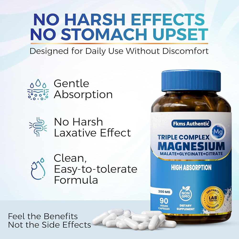 FKMS Authentic Triple Magnesium Complex 300mg for Sleep - 90 Capsules - image 8