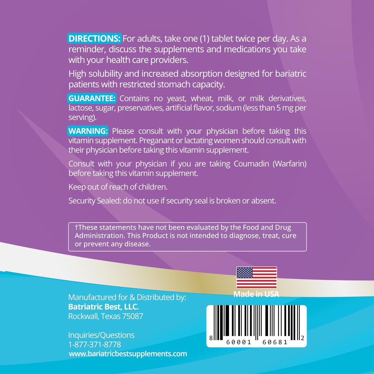 Bariatric Best High ADEK Multivitamin for Bariatric Surgery - 60 Tablets - image 3