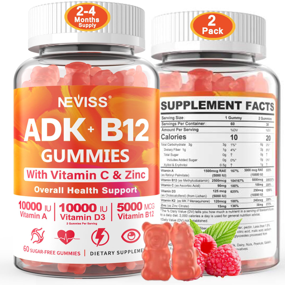 NEVISS Vitamin D3 K2+B12 Gummies - D3 K2 10