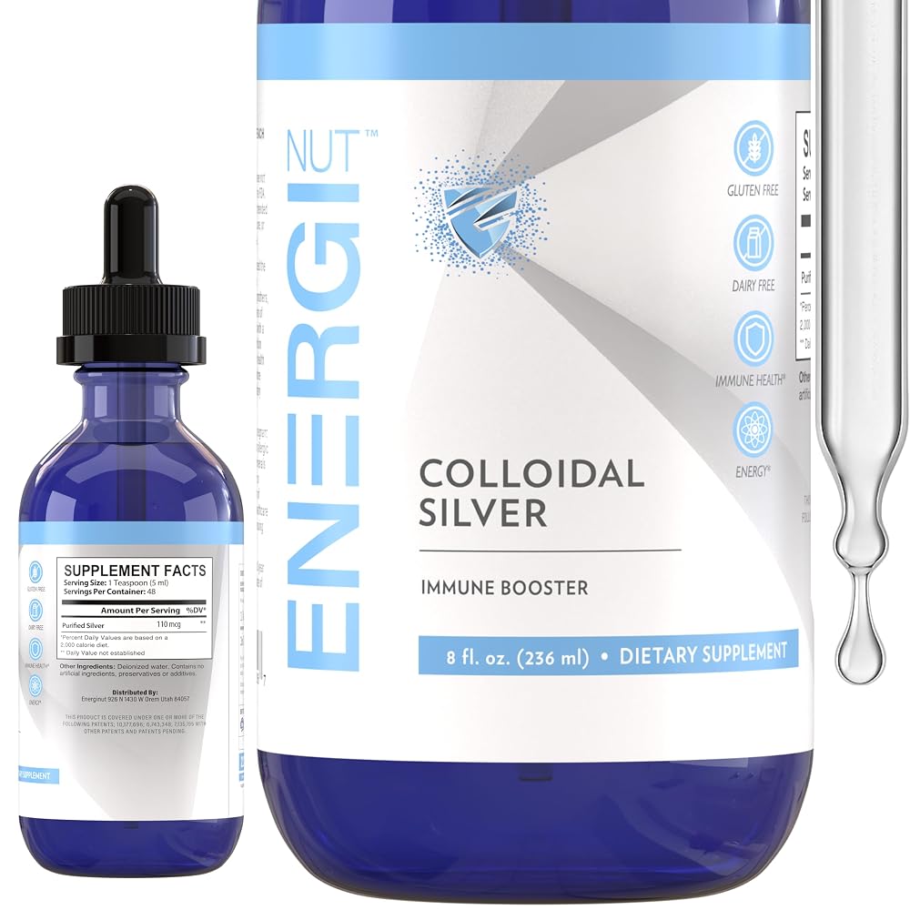 ENERGI NUT Colloidal Silver Liquid Drops 22 PPM Immune Support - 8 Fl Oz