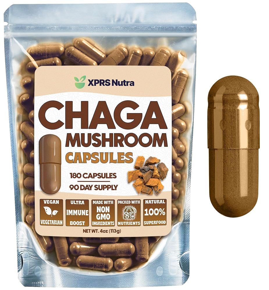 XPRS Nutra Chaga Mushroom Capsules Immunity Support - 180 Count