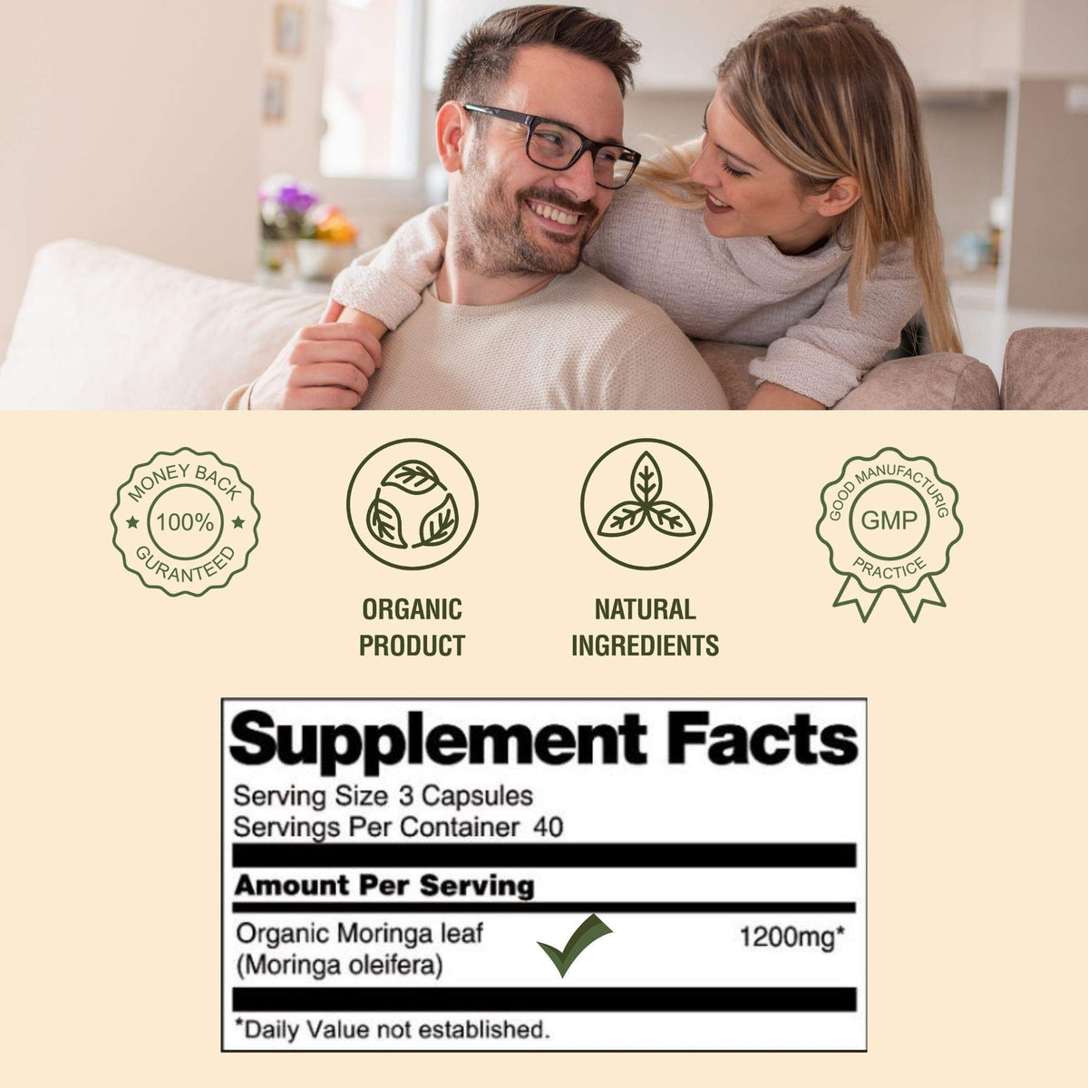 A M Organic Moringa Oleifera Leaf Powder Capsules - 120 Vegetarian Capsules - image 5