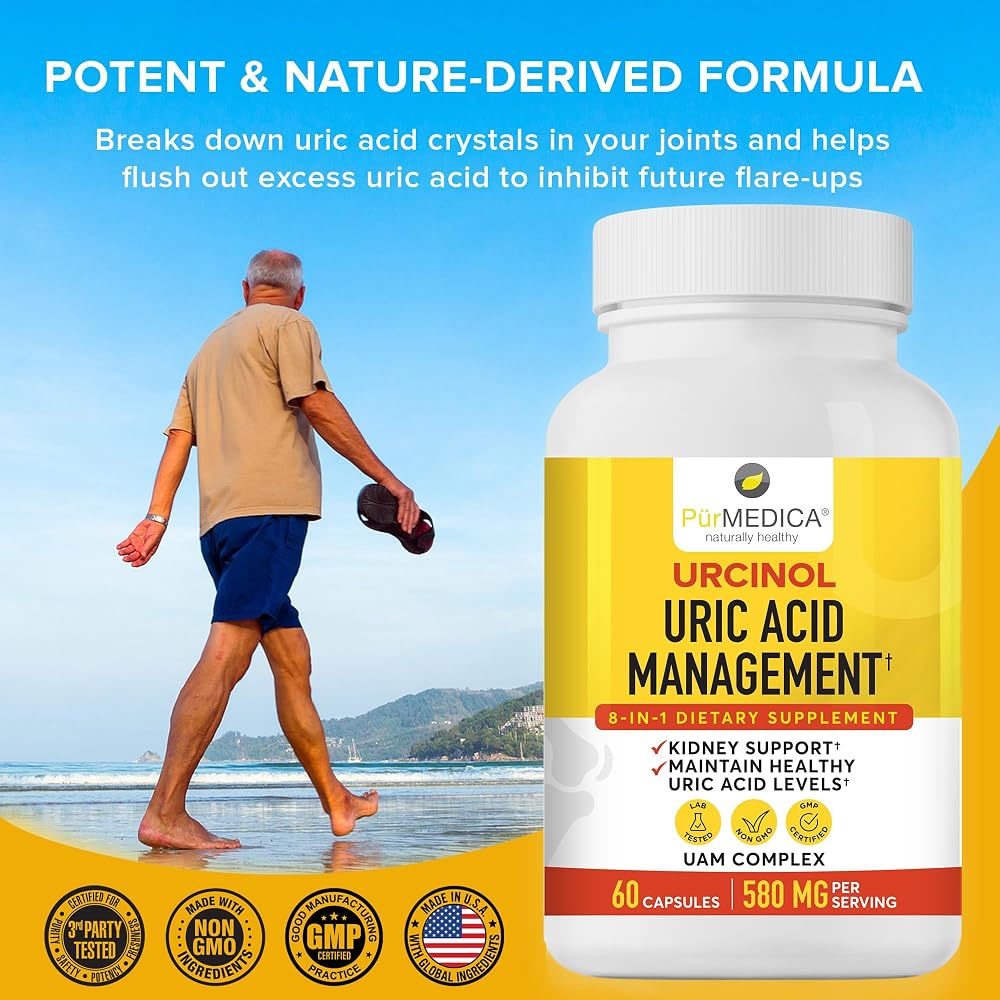 PurMEDICA Urcinol Uric Acid Supplement for Joint Support - 60 Capsules - image 9