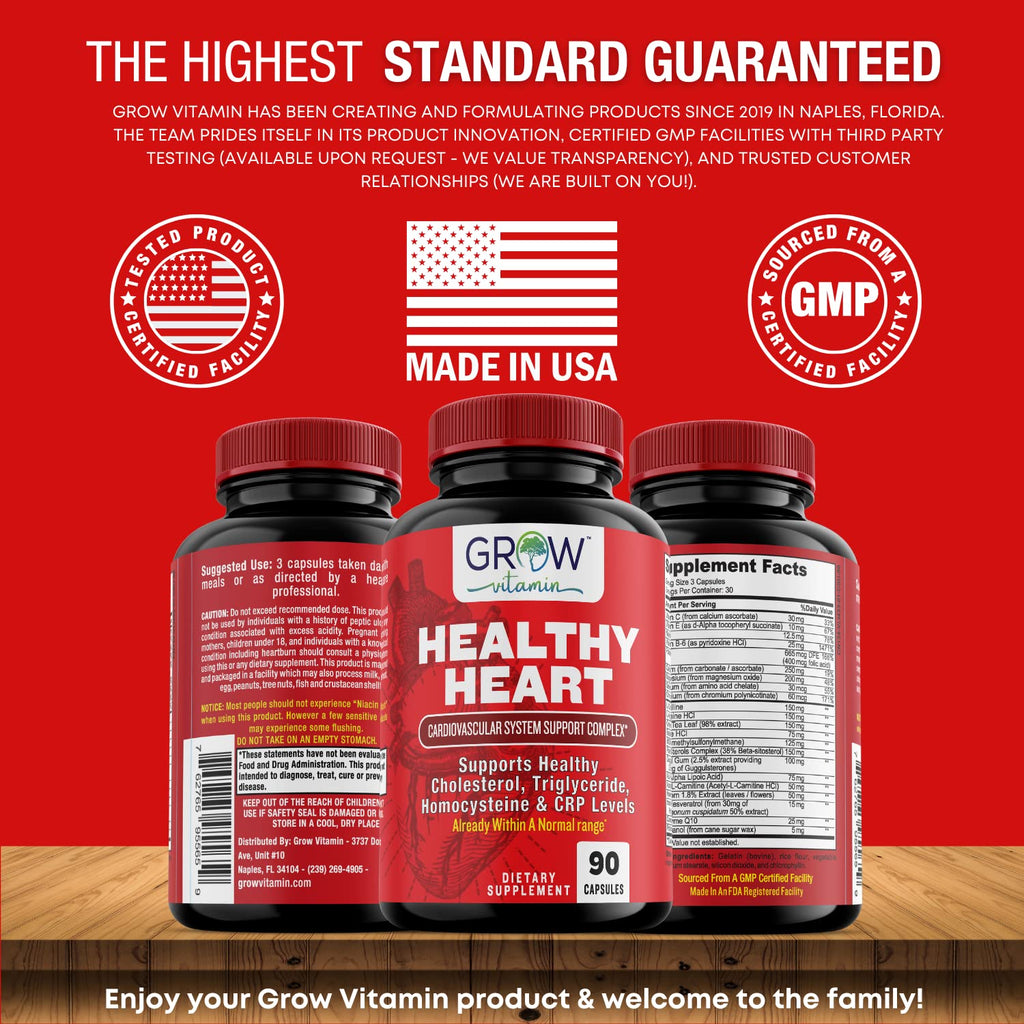 Grow Vitamin Heart Support Supplement - 90 Capsules - image 7