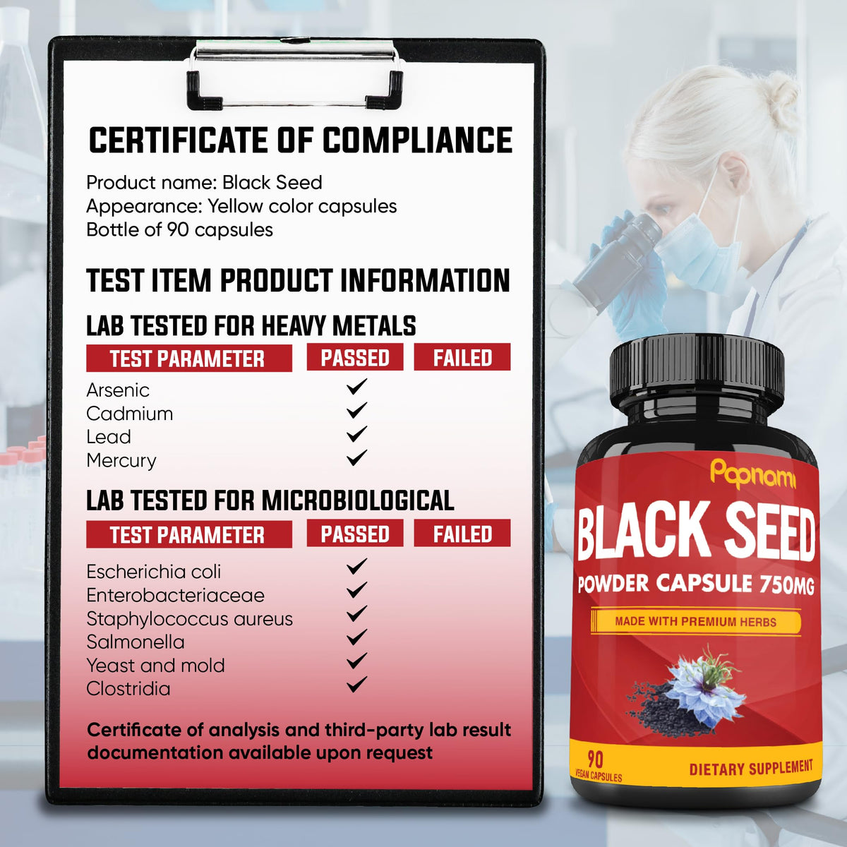 Papnami Black Seed Powder Capsules 750mg - 90 Count - image 9