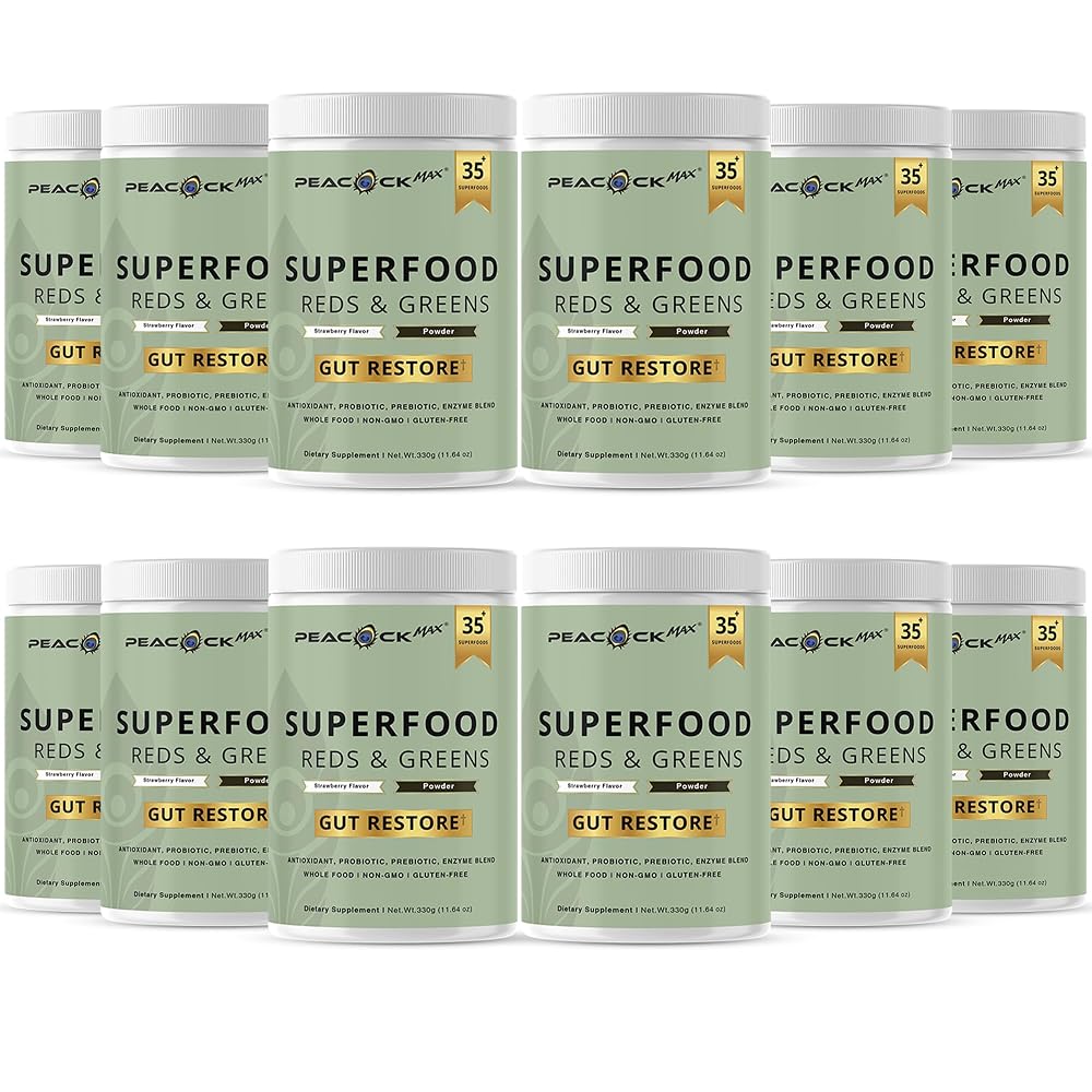 Peacock Max Superfood Reds & Greens Powder - 12 Pack