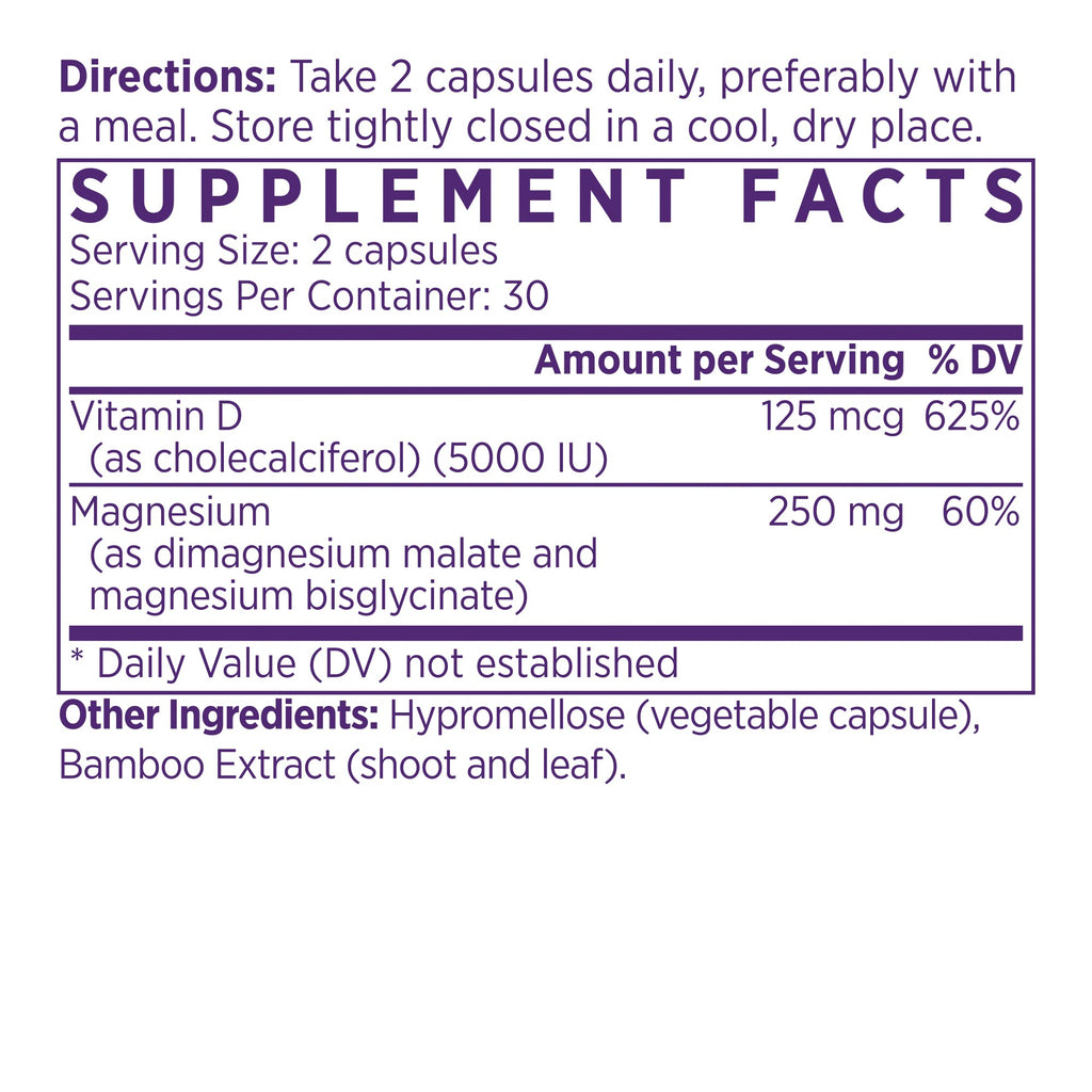 NAOMI Vitamin D3 5000 IU + Magnesium 250mg - 60 Capsules - image 2
