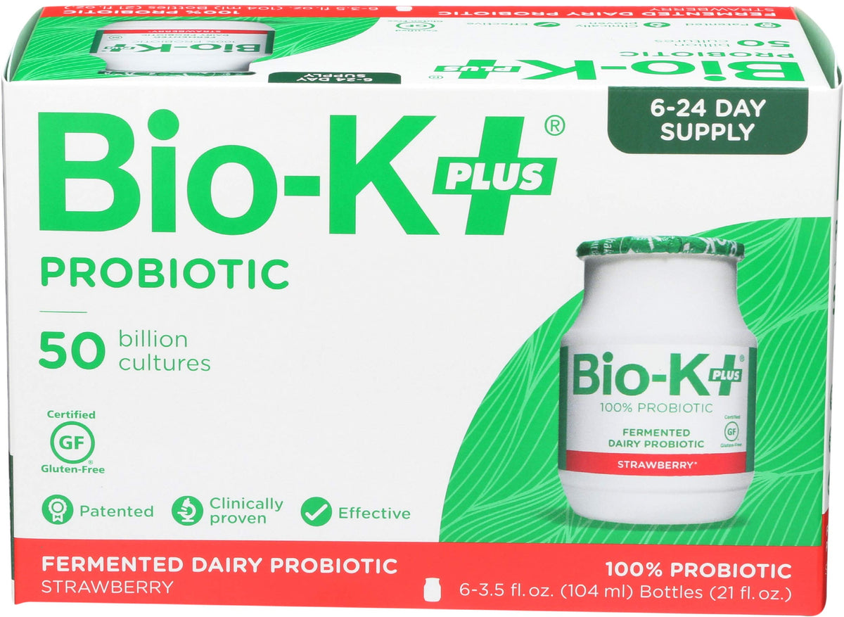 Bio-K Plus Strawberry Probiotic Drink - Pack of 6