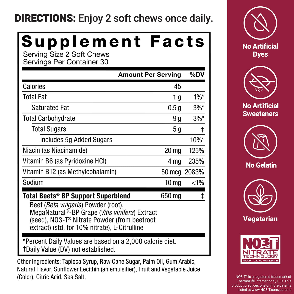 Force Factor Total Beets Blood Pressure Support Supplements with Beet