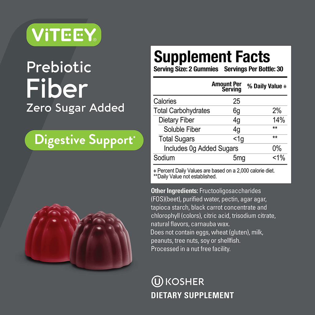 Viteey Prebiotic Fiber Gummies for Adults, 4g