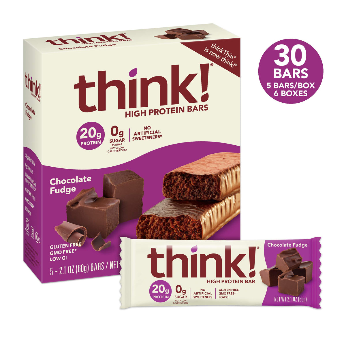 thinkThin Protein Bars Chocolate Fudge High Protein - 30 Count - image 4