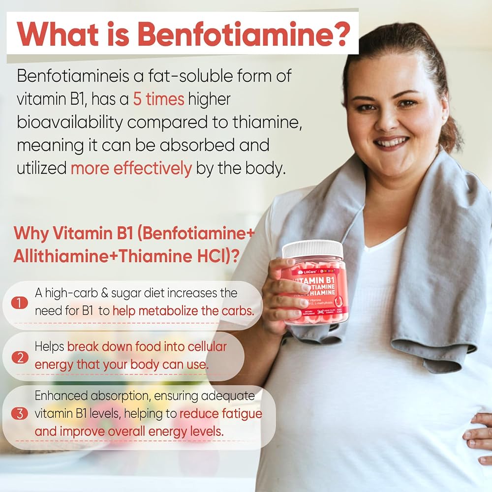 LILICARE Vitamin B1 Gummies, 3 Forms: Benfotiamine