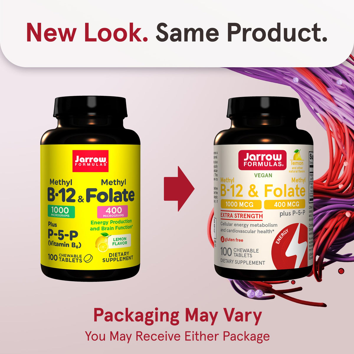Jarrow Formulas Methyl B-12 1000 mcg & Methyl Folate 400 mcg - 1200 Tablets - image 2